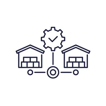 Warehouse management line icon on white Stock Illustration