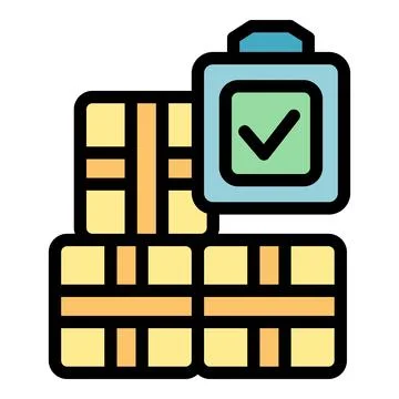 Warehouse management system checking cargo delivery status icon Stockillustratie
