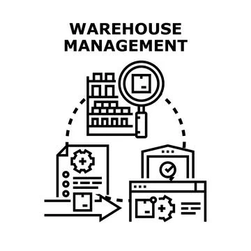 Warehouse management system concept controlling logistics process 库存插图