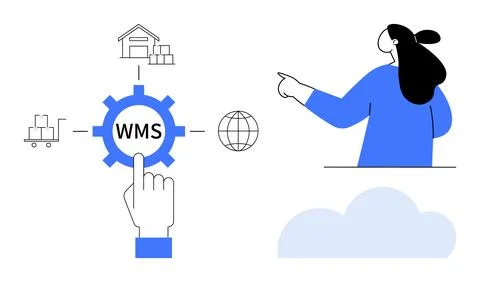 Warehouse Management System Concept with User Interface and Logistics Stockillustratie