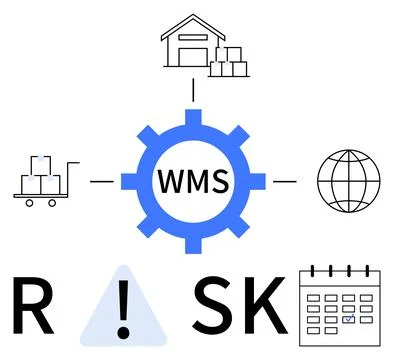Warehouse Management System Flow with Risk and Calendar Elements Illustrazione stock