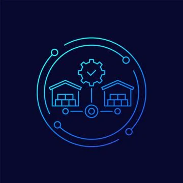 Warehouse management system icon, linear design Stock Illustration