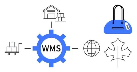 Warehouse Management System Integration Inventory, Shipping, Global Reach, .. Stock Illustration