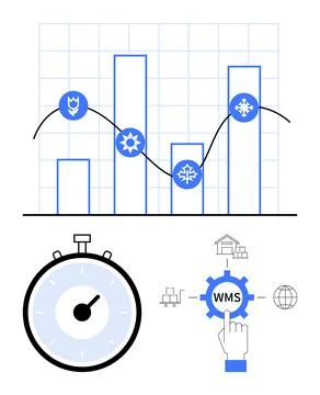 Warehouse Management System Optimization with Performance Metrics and Seaso.. 스톡 일러스트