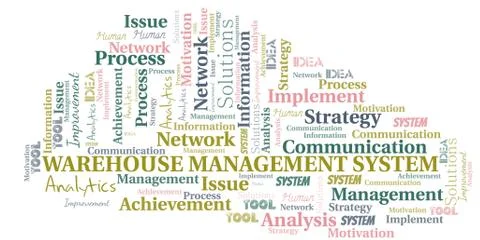 Warehouse Management System typography vector word cloud. Stock Illustration