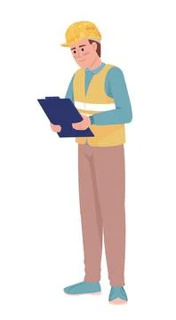 Warehouse manager with tablet semi flat color vector character イラスト素材