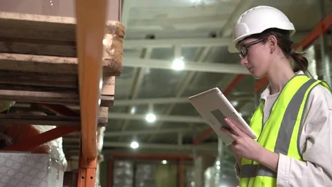 The warehouse manager works. Stock Footage 182035813