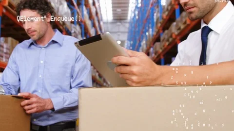 Warehouse managers checking on inventory Vídeos de archivo 107644889