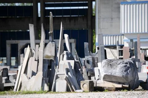Warehouse of marble slabs Stock Photos