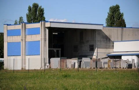 Warehouse of marble slabs Stock Photos