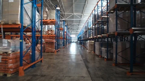Warehouse of metal profiles . The profile to create the warehouse. metal pipe Stock Footage 94899342