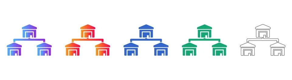 Warehouse Network and Logistics Distribution Icons Stock Illustration
