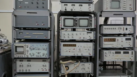 Warehouse Of Old Outdated Measuring Equipment Stock Footage 240567711