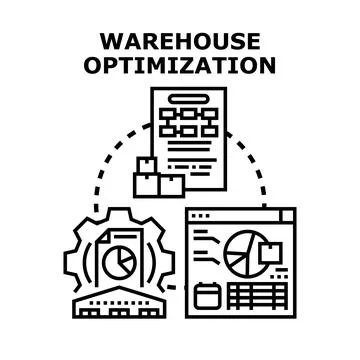 Warehouse optimization system improving logistics process management Stock Illustration