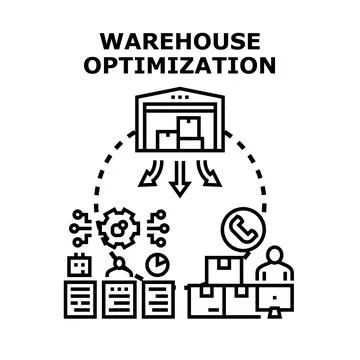 Warehouse optimizing logistics business process management system Stock Illustration