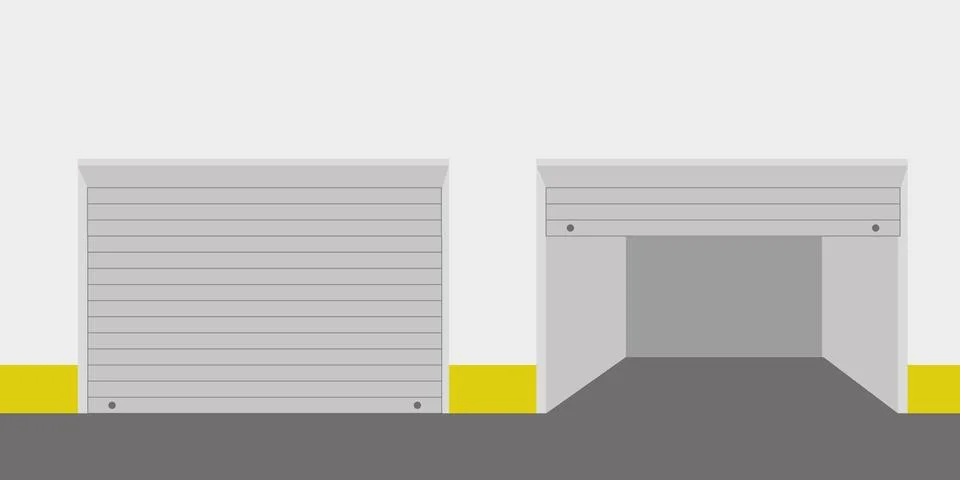 Warehouse or garage roller shutter door. Factory roller door entrance Stock Illustration