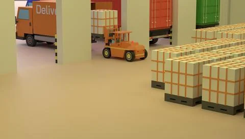 Warehouse or storehouse loading area 3D render illustration Stock Illustration