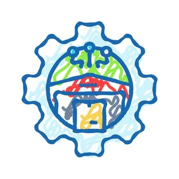 Warehouse organization logistic manager icon doodle illustration Stock Illustration