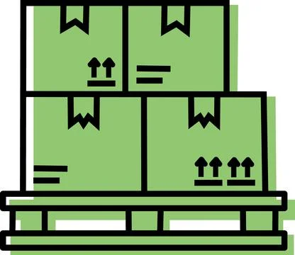 Warehouse pallet cardboard boxes storage icon Stock Illustration