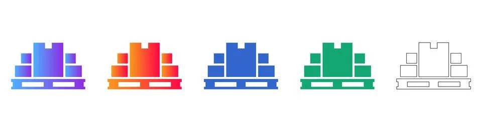 Warehouse Pallet Loading Icon Set Stock Illustration