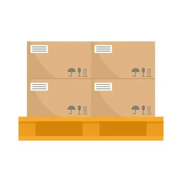 Warehouse parcel on pallet icon flat isolated vector Stock Illustration