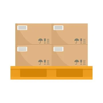 Warehouse parcel on pallet icon flat isolated Stock Illustration