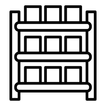 Warehouse parcel rack icon, outline style Stock Illustration