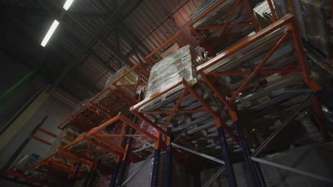 Warehouse with parcels. Creative. A dark room with parcels that are quietly Stock Footage 236857472