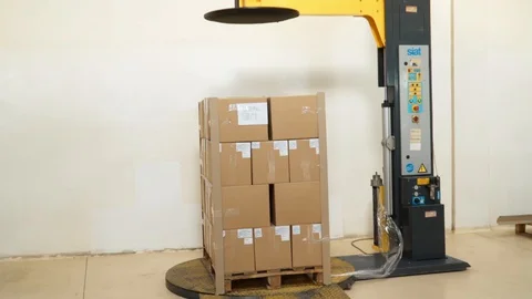 Warehouse Plastic Wrapper Factory Interior Industrial Stockbeeldmateriaal 127620913