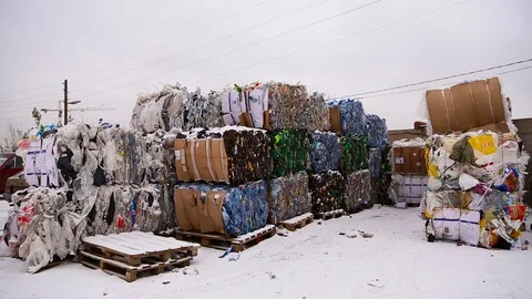 Warehouse Pressed plastic bottles Video stock 69861475