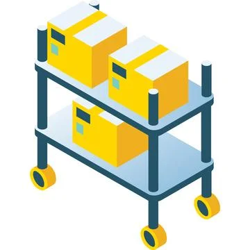 Warehouse rack icon, vector box package on shelf Stock Illustration