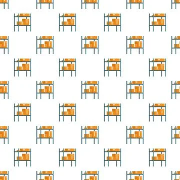 Warehouse rack storing cardboard boxes seamless pattern 스톡 일러스트