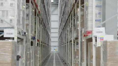 Warehouse Racking Aisle Vídeo Stock 267856301