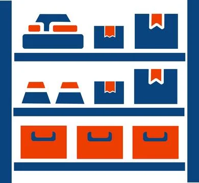 Warehouse racks inventory storage shelving icon 스톡 일러스트