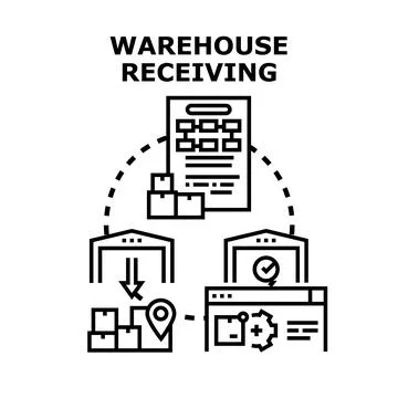 Warehouse receiving process, inventory management and logistics system Stock Illustration