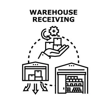 Warehouse receiving process managing logistics and supply chain 스톡 일러스트