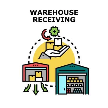 Warehouse receiving process managing logistics and supply chain Stock Illustration