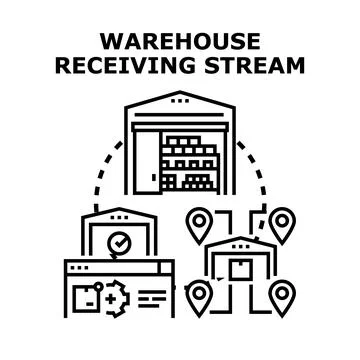 Warehouse receiving stream process and logistics management Stock Illustration