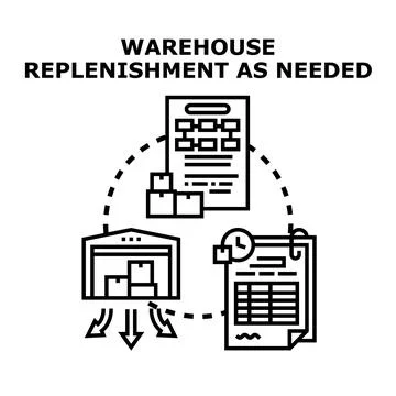 Warehouse replenishment as needed process concept Stockillustratie