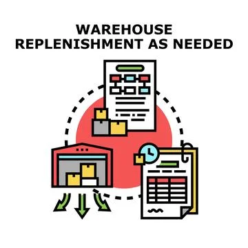 Warehouse replenishment as needed process concept Stock Illustration