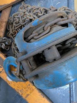 Warehouse Rigging Components With Surface Rust And Paint Wear Photos