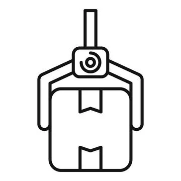 Warehouse robot arm lifting parcel delivering box in storage Stock Illustration