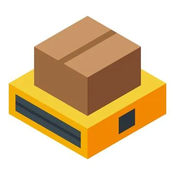 Warehouse robot carrying parcel on platform isometric view Stock Illustration