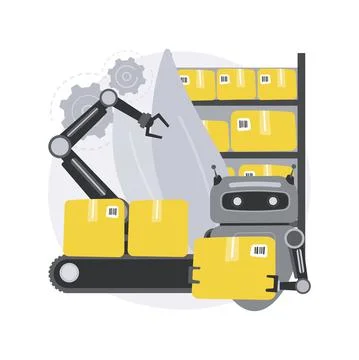 Warehouse robotization abstract concept vector illustration. Stock Illustration