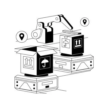 Warehouse robotization abstract concept vector illustration. Stock Illustration
