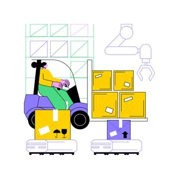 Warehouse robotization abstract concept vector illustration. Stock Illustration