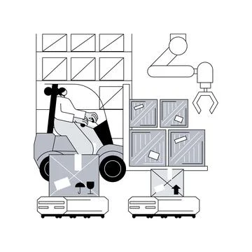 Warehouse robotization abstract concept vector illustration. Stock Illustration