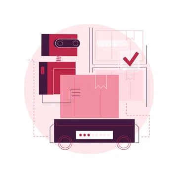 Warehouse robotization abstract concept vector illustration. Stock Illustration