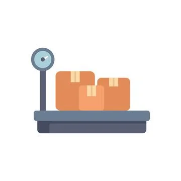 Warehouse scale displaying weight of cardboard boxes 库存插图