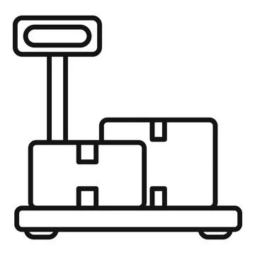 Warehouse scale displaying weight of cardboard boxes, logistics and delivery 스톡 일러스트
